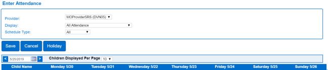 An image showing the enter attendance page.