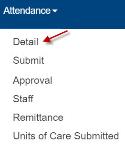 An image showing attendance drop down menu