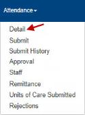 An image showing attendance drop down menu