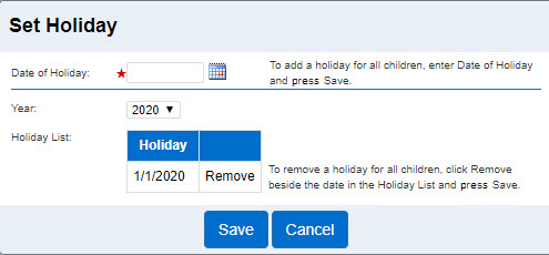 An image showing the list of holidays