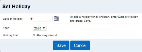 An image showing the option to set and save a holiday 